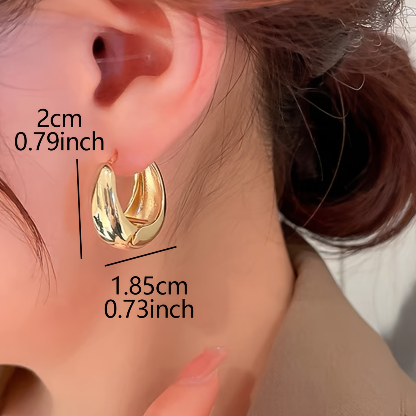 Geometric Copper Clasp Hoop Earrings Polished Finish
